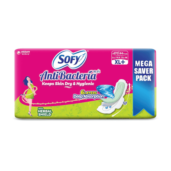 sofy anti bacteria sanitary pads (xl+) 44 pads