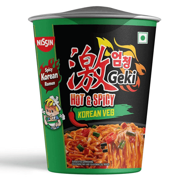 nissin geki hot & spicy korean veg cup noodles 70 gm