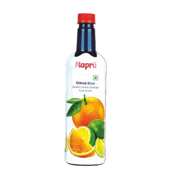 mapro citrus blue sweet lime & orange fruit crush 750 ml