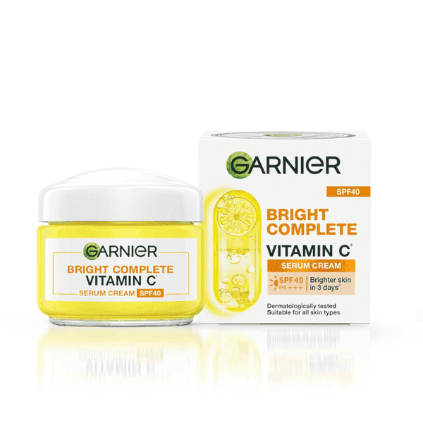 garnier bright complete vitamin c spf 40 serum cream 45 gm