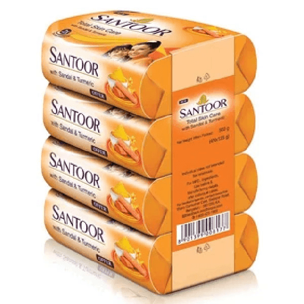 santoor skin moisturising sandal & turmeric soap set 4*100 gm