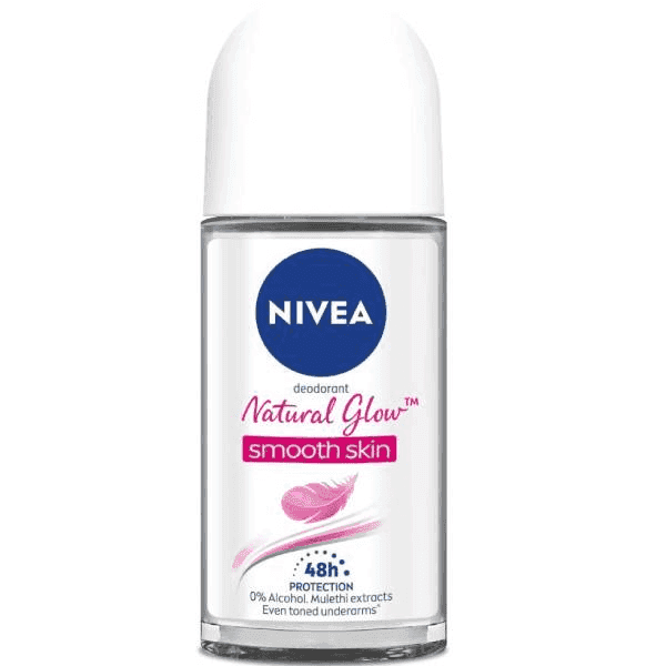 nivea natural glow smooth skin deodorant roll on 50 ml